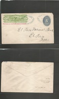 Mexico - Stationery. C. 1887. Fresnillo - El Paso, Texas, USA. Wells Fargo 15c Yellow Green Scarce Color + 5c Blue Large - Mexico