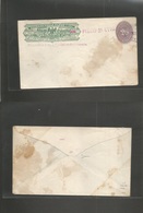 Mexico - Stationery. C. 1887-90. Wells Fargo Preold. 35 Ctvo / 25c Revalidated + 20c Lilac. Guadalajara Oval Lilac Cache - México