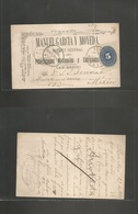 Mexico. 1888 (29 Nov) Leon - DF (30 Nov) A Rare Early Private Cº Advertising Card Franked At 5c Blue Large Numeral, Cds  - Mexique