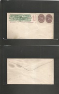 Mexico - Stationery. C. 1890. Stationary Envelope. Mint Wells Fargo 60 C / 70 C / 20. Triple Revalidation + 20c Lilac (x - Messico