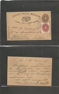 Mexico - Stationery. 1891 (May 4) San Andres Chalchicomula - Puebla (May 12) SPM 3c Brown Stat Card + 2c Adtl, Fallen "A - Messico