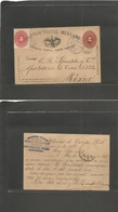 Mexico - Stationery. 1891 (5 Junio) Atotonilco El Grande, Hidalgo - Mexico DF. SPM 2c Red + 3c Numeral, Tied Grills + Cd - Mexique