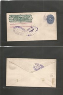 Mexico - Stationery. 1892 (4 Jan) Wells Fargo. Dark Green Stat Env + 5c Military With Doble Red Line Print On San Franci - Messico