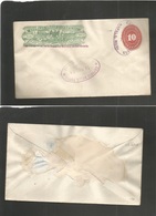 Mexico - Stationery. 1894 (14 March) Nopala Local Express Wells Fargo 10c Large Numeral Stat Env Depart + Arrival Cachet - Mexiko