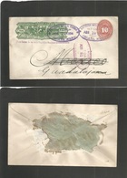 Mexico - Stationery. 1894 (19 April) Express Wells Fargo. Celaya - Guadalajara (21 April) 10c Red Large Mineral Oval Lil - Mexique