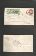 Mexico - Stationery. 1894 (5 Julio) Zacatecas - Puebla. Via DF (7 Julio) Wells Fargo Green + 10c Red Large Numeral Stat  - Mexique