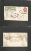 Mexico - Stationery. 1894 (4 Dic) Lagos - DF, Mexico (15 Dic) Wells Fargo Yellow Green (plate Faults Print) + 10c Red Nu - México