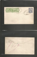 Mexico - Stationery. 1896 (22 Marzo) Orizava - Mexico DF. Wells Fargo Dark Yellow Green 10c + 5c Blue Militar Issue Stat - Messico