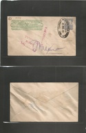 Mexico - Stationery. 1896 (25 Marzo) Atequiza - Mexico DF. Wells Fargo + 5c Blue Mulitas Issue Stat Env Cartero Nº2 + Ov - Messico