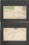 Mexico - Stationery. 1897 (19 ) Veracruz - Mexico DF. Wells Fargo 10c Emerald Print + 5c Blue Militar Stat Env Oval Cach - Mexique