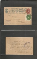 Mexico - Stationery. 1898 (27 Feb) DF - Jalapa (28 Feb 98) EUM 2 Cts Red Stat Card + 1c Green Adtl. Arrival  Card Rare D - Messico