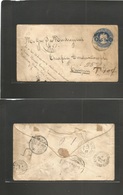 Mexico - Stationery. 1902 (16 Junio) Paruando, Michoacan - Turkey, Constantinople (5 July) 5c Blue Stat Env + Taxed "T-1 - Messico