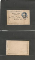 Mexico - Stationery. 1907 (23 Jan) Poza - USA, El Paso, Texas. Reply 5c Blue Embossed Eagle Stationery Lettersheet, Oriz - México