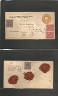 Mexico - Stationery. 1907 (3 Sept) Cananea, Sonora - USA, Texas El Paso. Via Nogales, Arizona (4 Sept) Registered 5c Ora - Mexiko