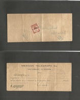 Mexico - Xx. 1908 (Dic 18) Ciudad De Mexico. Mexican Telegrah With Special Fiscal Tax Stamp Tied On Reverse. Cable Subma - Mexiko