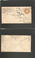 Mexico - Stationery. 1912 (10 Feb) DF - UK, London, Seven Oaks (26 Feb) 5c Orange Embossed Stat Env + Taxed "25c" + Arri - Mexique