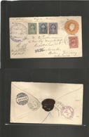 Mexico - Stationery. 1914 (6 Marzo) Nogales, Sonora - Germany, Baden, Karlsrube (24 March) Via Nogales, Arizona - NYC. R - Mexique