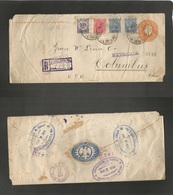 Mexico - Stationery. 1916 (Feb 5) San Andres, Tuxtla, Ver - USA. Colombus, Ohio (14-15 Feb) Registered 5c Orange Stat En - Mexique