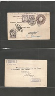 Mexico - Stationery. 1920 (12 June) DF - Germany, Eisnach. 1c Lilac Stat Card + 3 Provisionals, Tied Grill Rolling Cds.  - Mexique