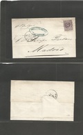 Netherlands. 1876 (20 July) Rotterdam - Spain, Madrid. EL Fkd 25c Lilac, Tied Cork Cancel, Cds Alongside. Via Belgium. D - Other & Unclassified