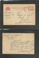 Curaçao. 1920 (Oct 7) GPO - Spain, Barcelona. 5c Red Stat Card. Cancelled Transit NY Paquebot. Scarce Destination. - Niederländische Antillen, Curaçao, Aruba