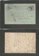 Suriname. 1900 (17 May) Panamaribo - Netherlands, Amsterdan (8 June) 5c Lilac / Bluish Stat Card, Stline + Cds. Fine - Suriname