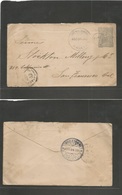 Nicaragua. 1891 (24 Ago) Masaya - USA, SF, CA (12 Sept) 10c Grey / Cream Stat Envelope. Fine Used. Scarce Item Circulati - Nicaragua