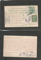 Panama. 1926 (5 Jan) Alto Lino, Chiriqui, Germany, Solingen. Superb Billage Origin. 0,01 B Green Stat Card + Adtl Tied D - Panama