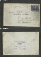 Panama. 1937 (28 Nov) Bocas De Toro - Germany, Diepholz. Via NY Single Red UPU Fkd 5c Envelope, Rolling Cachet. Reverse  - Panama