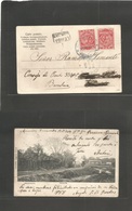 Paraguay. 1904 (Dec 11) Estafeta Fluvial Asunción - España, Barcelona, Fwded To Lerida, Boejos. Fkd Ppc 40c Rate Tied Bl - Paraguay