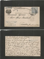 Peru. 1906 (9 July) Huancayo - Germany, Dresden. 1c Blue Ovptd Stat Card, Cds. Lovely Usage. - Perù