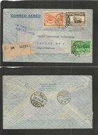 Peru. 1937 (17 Nov) Lima - Germany, Berlin (29 Nov) Registered Air Multifkd Envelope "via Faucett / Air France" Cachet ( - Peru