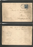 Philippines. 1901 (Oct 4) Manila - Germany, Berlin (7 Nov) Fkd Env 5c US Ovptd (cover With Triangles) Grill Cds. - Filippine