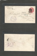 Philippines. 1902 (7 Feb) US Mil Sta Nº3 Ilo Ilo - Rose Hill, Texas, USA. U$ Ovptd Red 2c Stat Card, Paper Watermark "US - Philippines