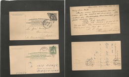 Philippines. 1910-25. Manila - Spain, Barcelona. 4c Black And 4c Green Two Stat Ceres. Fine Used To Spain Better Destina - Philippines