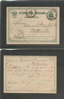 Poland. 1879 (18/6 Febr) Russia Postal Admin. Warsaw - Kattowitz, Germany (19 Feb) 4 Kop Russia Stat Card. Fine Used. - Andere & Zonder Classificatie