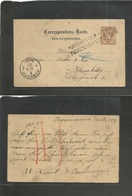 Poland. 1887 (9 Aug) Austrian Postal Admin. Barszczowice - Germany, Hamburg (11 Aug) 2 Kr Brown Stat Card. TPO Stline Ca - Andere & Zonder Classificatie