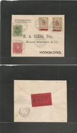 Macau. 1911 (30 Sept) GPO - Hong Kong (1 Oct) Late Crown Issue Ovptd Stamp + Adtl (x2) 1 Avo Fiscal Ovptd (one SHIFTED O - Other & Unclassified