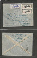 Portugal-Mozambique. 1947 (11 Oct) Luano - Denmark, Cph. Air Multifkd Envelope With Air Tax Labels At $11.00 Esc Rate. V - Other & Unclassified