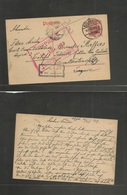 Romania. 1917 (16 Dec) WWI. German Postal Admin. Calafat - Turkey, Constantinople. Ovptd Germania Stat Card + Doble Cens - Otros & Sin Clasificación