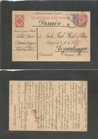 Russia. 1916 (5 Oct) Danria, Siberia - Denmark, Cph (16 May) 3p Red Stat Card. Red Cross Cachet + Violet Cancel. Fine Fa - Autres & Non Classés