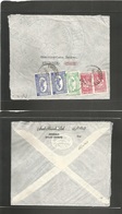 Saudi Arabia. 1956 (18 Jan) Dyeddah - Sweden, Stockholm. Air Multifkd Envelope With Unusual Combination Of Stamps Values - Arabie Saoudite