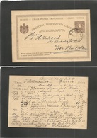Serbia. 1889 (27 July) Belgrade - Germany, Frankfurt. Scarce 10p Brown Stat Card, Cds. VF. - Servië