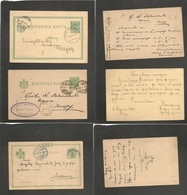 Serbia. 1892 - 1901 (x3) 5p Green Stat Card + Diff Cancels Incl Smederevo, Alexinatz And TPO. Fine Trio. - Serbien