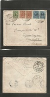 Siam. 1922. Prae - Denmark, Copenhagen, Europe. Multifkd Envelope, Mixed Issues Bilingual Cachet. Fine. - Siam