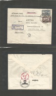 Siam. 1941 (11 March) BKK GPO - Germany, Hamburg (26 Apr) Registered Multifkd Air Envelope Route. BKK - Japan By Sea "SS - Siam