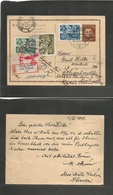 Slovakia. 1942 (1 Nov) Nove Mestonad Vahom - Sudeten, Schonelinde (13 Nov) Registered 7 Oh Brown Stat Card + 3 Adtls Cen - Autres & Non Classés