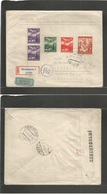 Slovakia. 1943 (9 June) Bratislava - Sweden, Abrahamberg. Via Wien (21 June) Registered Air Multifkd Env + Censor. VF. - Autres & Non Classés