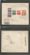 Slovakia. 1943 (9 June) Bratislava - Sweden, Abrahamberg. Via Wien (21 June) Registered Air Multifkd Env + Censor. VF. - Sonstige & Ohne Zuordnung