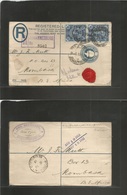 South Africa. 1913 (28 July) Joburg - Mombassa, British East Africa (10 Aug) Registered 4d Blue Stat Env + 2 Adtls, Cds  - Andere & Zonder Classificatie